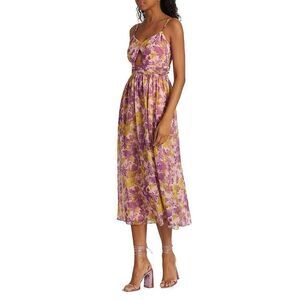 NWOT LTD Pink & Purple Floral Cutout Midi Dress Size 4